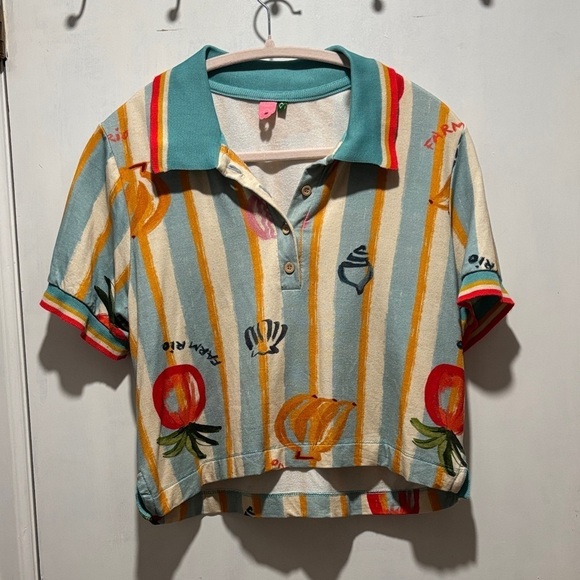 FARM Rio Tops - FARM RIO vintage rare strip tropical polo shirt